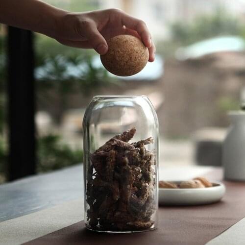 Glass Food Storage Canister with Airtight Cork Lid Clear Food Storage Jar Container with Seal Cork Round Stopper for Kitchen