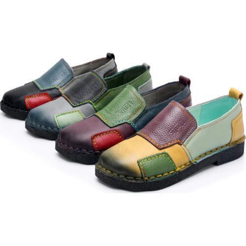 Summer Women Genuine Leather Shoes Women Slip On Loafers Flats Shoes Women Flats Ballet 2019 Autumn Casual Flat Shoes Moccasins