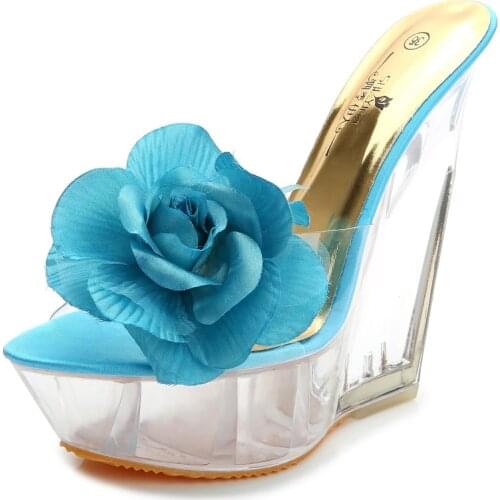 Womens shoes Sexy PU Wedges Heel Transparent Platform Sandals High Heels Party Shoes US size 4-8 No.L126