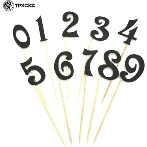 10pcs/set Acrylic Golden Number Pattern Birthday Cake Topper Children Birthday Anniversary Party Decoration 7 Colors