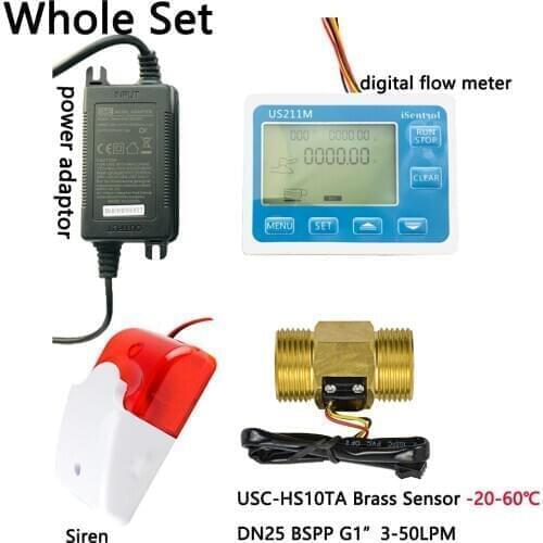 US211MA Water Flow Meter Pipewater Suspend Alarming System Brass Copper Flow Senor Turbine flowmeter G1" BSPP iSentrol