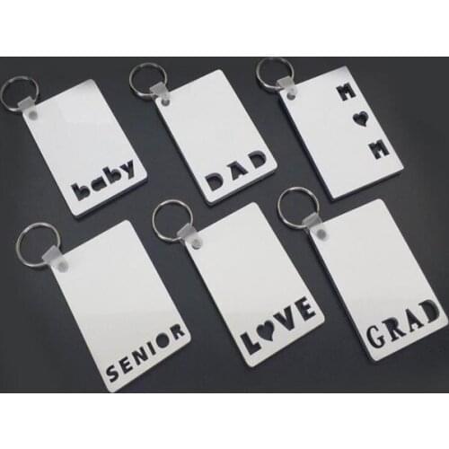Party Favor 500pcs Sublimation Keychain LOVE GRAD DAD MOM SENIOR Key Chain Creative DIY Gift Blank MDF Keyrings