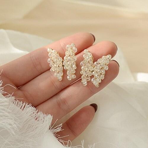 Xinbada Fashion Jewelry Exquisite Crystal Woven Butterfly S925 Silver Needle Luxury Wing Earrings for Woman Simple Daily Earring