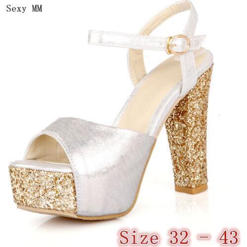 Pumps Women Peep Toe High Heels Platform Gladiator Sandals Woman High Heel Wedding Shoes Small Plus Size 32 33 - 40 41 42 43