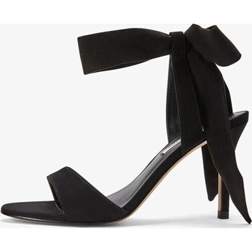 8cm Womens Lace-up High Heels 2021 Summer New Fashion Suede Stiletto Professional Shoes 4 color