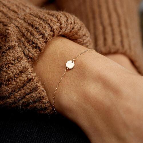 Visunion 316L Stainless Steel Bracelet Wafer Bracelets for Women Elegant Smooth Stripe Surface Chain Link Temperament Jewelry