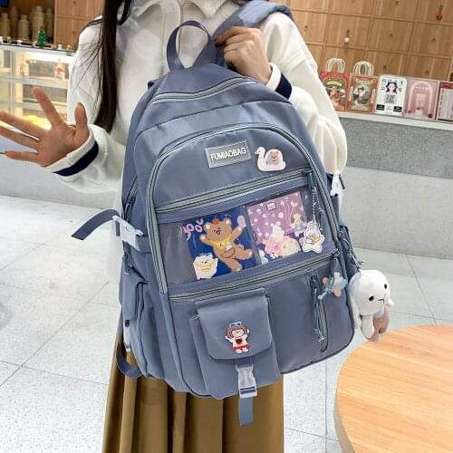2021 Women Cute Backpack High Capacity Female Harajuku School Bag College Lady Kawaii Cartoons Backpack Fashion Book Bag Student