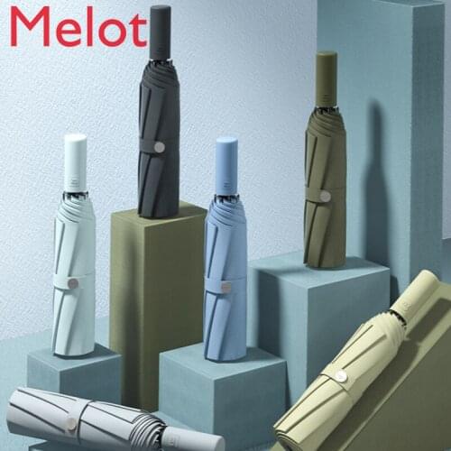 Umbrella Womens Rain and Rain Dual-Use Automatic Shrink Large Mens Folding Retro Double Solid Student Minimalist Umbrella