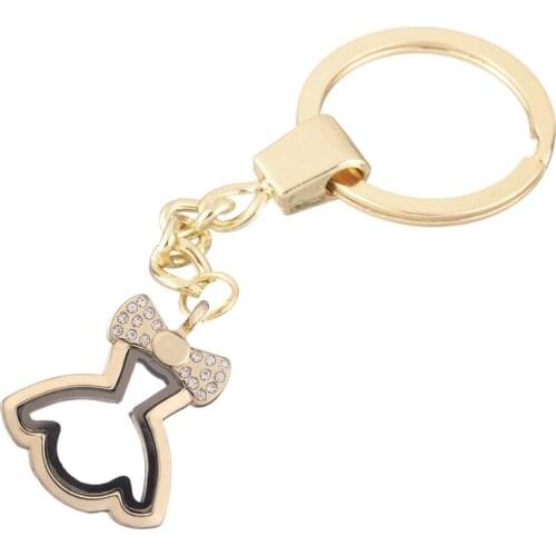 1pc Good Quality Ribbon Dress Round Glass Locket Magnet Open Key Chain