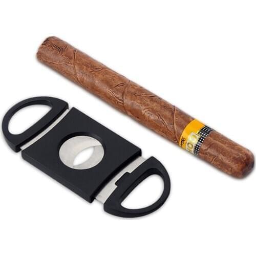 1Pcs Practical Gadgets Black Cigarette Accessories Stainless Steel/ABS Cigar Scissors Double-Edged Mini Cigar Cutter Portable