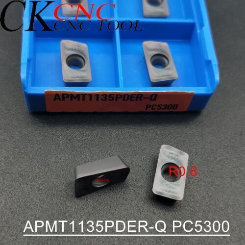 10pcs APMT1135PDER-Q PC5300 R0.8 high quality carbide CNC milling blade APMT1135 lathe milling blade
