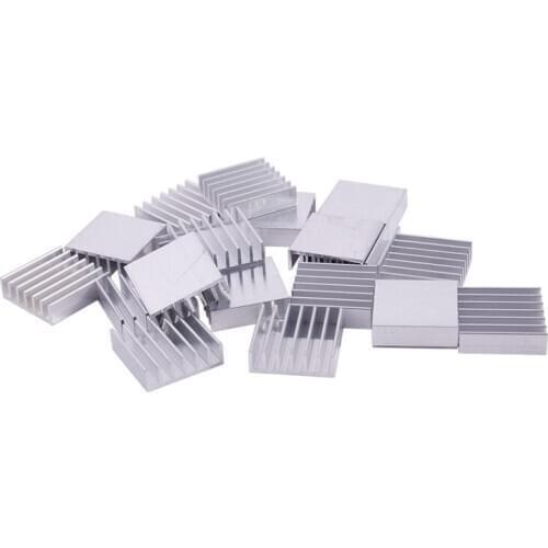 20Pcs 20mm x 20mm x 6mm Aluminum Heatsink Radiator Cooling Fin Silver Tone