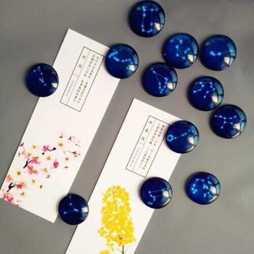 20 pieces a lot)Twelve constellations pattern 25mm round glass refrigerator