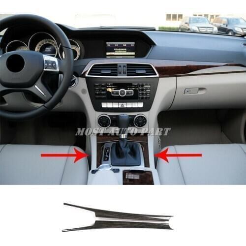 ABS Black Wood Gran Interior Center Console Gear Shift Box Frame Cover Trim For Mercedes Benz C Class W204 2007-2013 2pcs