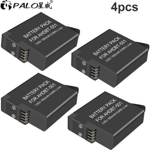 PALO AHDBT-501 Camera Battery for GoPro Hero 5 6 501 601 AHDBT501 Action Camera Accessory