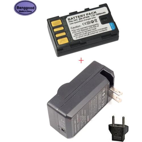 1000mAh BN-VF808 BN-VF808U BNVF808 Camera Battery + AC Charger For JVC GZ-HD7 GZ-MG575 GZ-MG555 GR-D750 GR-D760 GR-D740 GZ-MG255