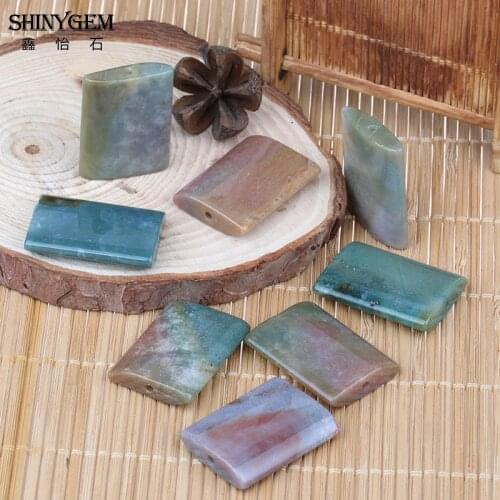 ShinyGem 18*25mm Indian Agates Beads Rectangle Smooth Green Beads Wholesale Natural Stone Beads For DIY Jewelry Making 20pcs/Lot
