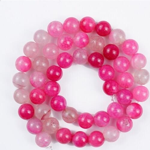 Natural Stone Beads Light Rose Red Burst Flower Agate Round Loose Beads for Making DIY Bracelet Accessories 4/6/8/10/12mm