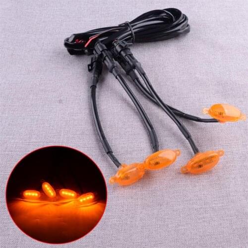 CITALL 4Pcs/Set Car Front Grille Amber LED Light Fit For Nissan Titan XD 2016 2017 2018 2019 2020 2021 ABS