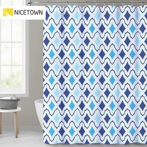 NICETOWN Decorative Geometric Print Waterproof Shower Curtain for Bathroom Showers, Stalls and Bathtubs Hooks Included