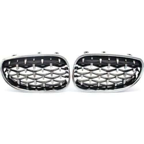 For BMW E60 5 Series 2004 2005 2006 2007 2008 2009 Car Front Grill Diamond Meteor Style Grill ABS Plastic 1Pair
