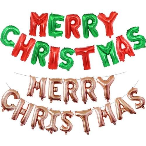 Merry Christmas Letters Balloons Set Red Green Gold Foil Ballons Xmas Wall Party Decoration DIY christmas decorations for home