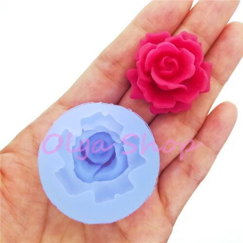HYL459 Fancy Flower Rose Silicone Mold Fondant Cake Decoration Candy Resin Art Earrings Necklace Clay Craft 31.4mm x 30.1mm