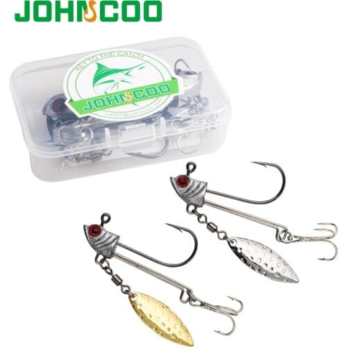 JOHNCOO 3pcs Jig Head Hook 7.2g 9.2g16.4g Weighted Hooks with Gold/Silver Willow Leaf Blade for Soft Fishing Lures