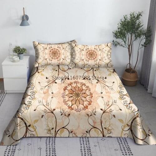 Flower Pattern Bed Sheet Set 3D Printed Bed Flat Sheet With Pillowcase Bed Linen For Adults Kids King Queen Size
