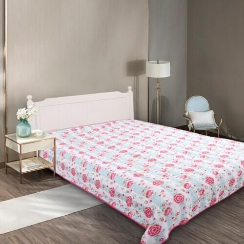 200*230cm Flowers Printed Coverlet Bed Cover Cotton Quilted Bedspread for Bed Comforter Summer Blanket White Quilt Adult