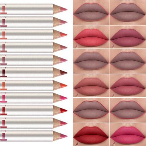 12 Colors Matte Lip Liner Pencil Waterproof Long Lasting Lipsticks Eyeliner Pen Moisturizing Makeup Red Lip Stick Cosmetic