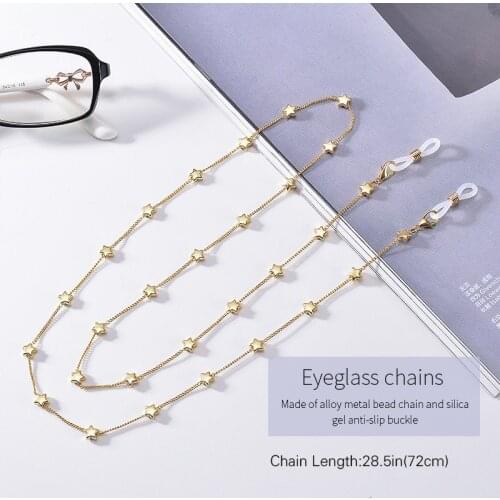 Metal Star Glasses Chain Fashion Eyeglasses Strap Chain Mask Sunglasses Holder Glasses Eyewear Lanyards for Women Men Chains