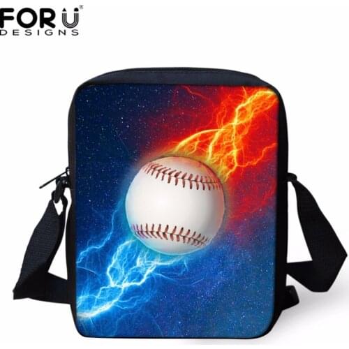 FORUDESIGNS Fire Baseballs Mini Messenger Bag Rugbys Small Bag Basketballs Teenager Crossbody Bags Kids Shoulder Bag Adjust