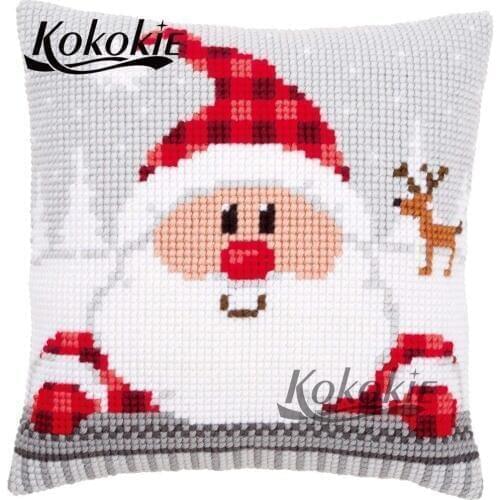 Handmade embroidery yarn Needlework Sets Christmas diy cross stitch set sales pillowcase fabric embroidery cushion cover kits