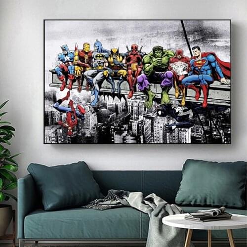 Superhero Marvel Avengers Comics Wall Art Poster and Print Canvas Painting Wall Art Picture for Living Room Bedroom Aesthetic