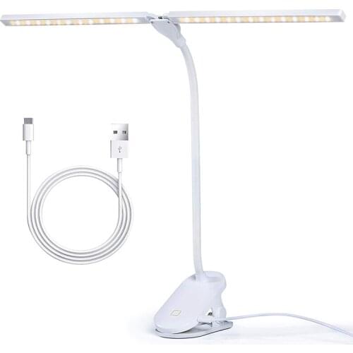 GTBL LED Desk Lamp with Clamp, Flexible Gooseneck Arm Drafting Clamp Lamps, 3 Lighting Modes Stepless Dimming Double Head