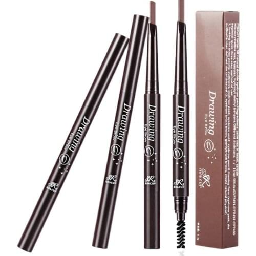 New Double-end Eyebrow Pen Automatic Rotation Eyebrow Pencil With Eyebrow Brush Waterproof Smudge-proof Easy To Wear