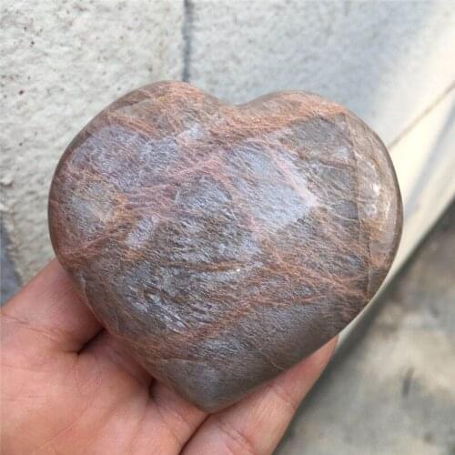 New arrivals hand carved Crystal Crafts natural orange peach moonstone heart shaped gemstone for home decoration