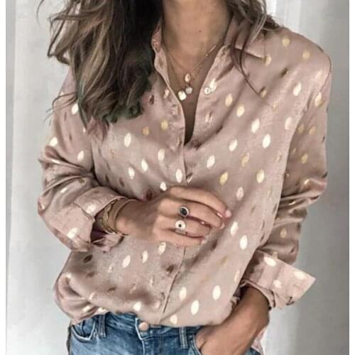 New 2020 Womens Fashion T-Shirts Polka Dot V Neck Long Sleeve Tops New Summer Casual Work LooseT-Shirts