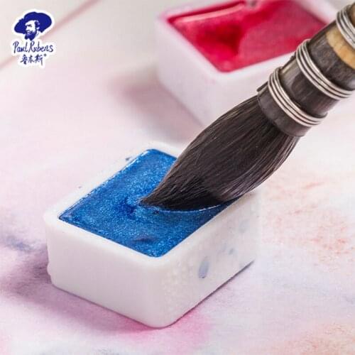 Official Paul Rubens Glitter Shinnging Solid Watercolor 1pc Half Pan Aquarelle for Artist Multicolor
