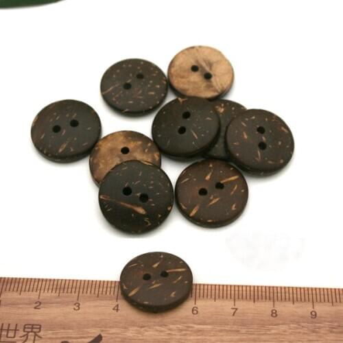 Wholesale 50pcs/lot 20mm 2 hole natural coconut buttons round sewing flatback brown buttons free shipping COCO010