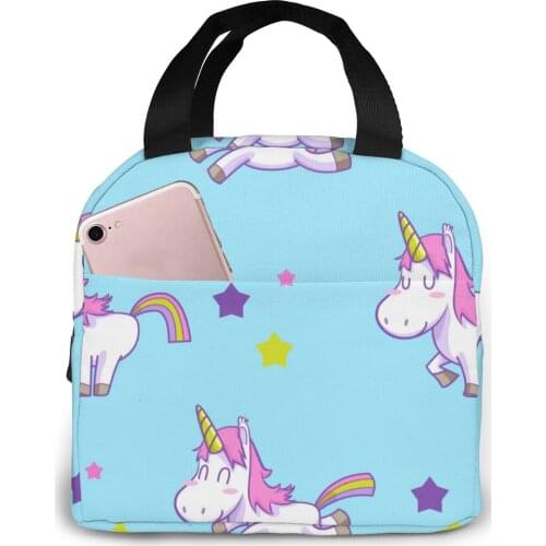 Portable Lunch Bag Unicorn Patern (1) Thermal Insulated Lunch Box Tote Cooler Bag Bento Pouch Lunch Container Food Storage Bag