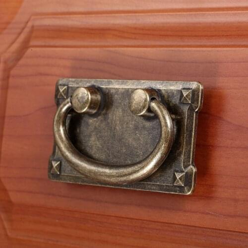 Durable Antique Cabinet Pull Cabinet Flat Handle Drawer Retro European Antique Copper Square Wardrobe Door Small Handle 54*95mm