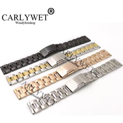 CARLYWET 14 16 18 19 20 21 22 23mm Wrist Watch Band Bracelet Strap Belt With Single Push Clasp For Rolex Omega Tudor Breitling