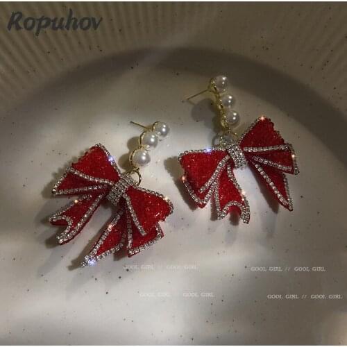 Ropuhov 2021 New Jewelry for Woman Gift Korean Fashion Red Demon Slayer Pearl Vintage Earrings Ethnic Tribal Antique Wholesale
