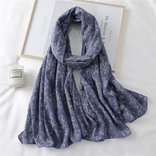 Floral Print Hijab Cotton Scarf for Women Neck Shawls Wraps Solid Winter Scarves Lady Pashmina Bandana Scarfs 2020 Fashion