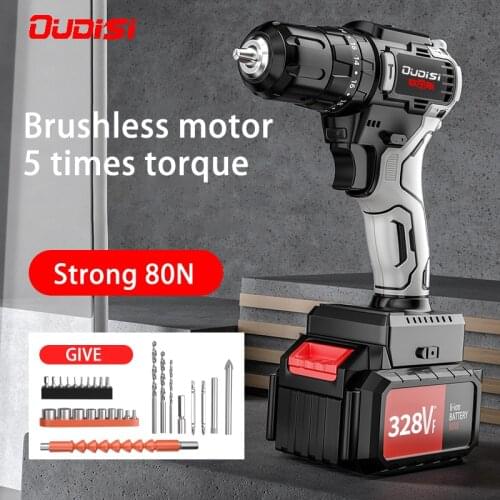 OUDISI 21V Brushless Rechargeable Impact Electric Screwdriver Cordless Drill Mini Power DriverDC Lithium-Ion Battery Tool