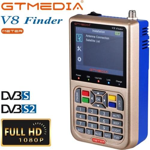 GTMEDIA V8 Finder Satellite Finder Meter DVB-S/S2/S2X Sat Finder 3.5 "LCD Screen Built-in 3600mA lion Battery ACM Satfinder