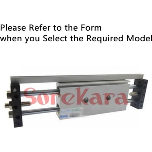 STMS Dual Rod Cylinder Bore 10-16mm Stroke 25-200mm Air Slide Table Cylinder With Magnet Refer to Form in Description