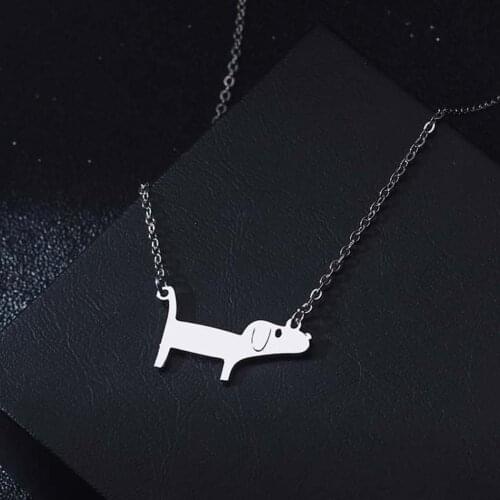 Todorova Lovely Dachshund Dog Pendant Necklace Stainless Steel Animal Sausage Dog Little Puppy Necklace For Women Jewelry
